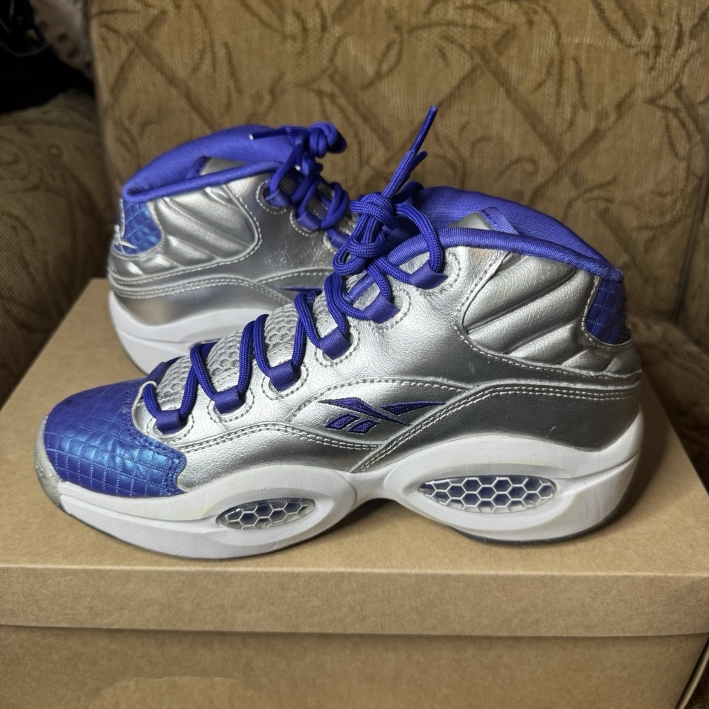 Reebok Mens Question Mid M43989 Blue‎ Basketball Shoes Sneakers Size 6.5 Nice! - Picture 3 of 8
